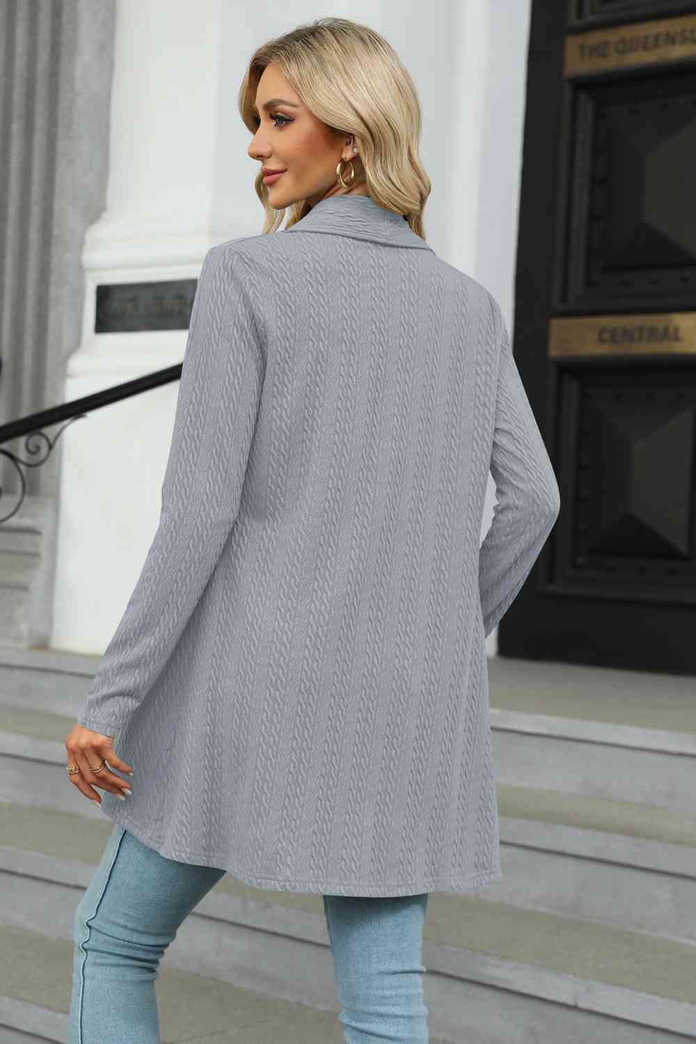 Open Front Long Sleeve Cardigan - Ladyez