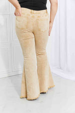 Color Theory Flip Side Fray Hem Bell Bottom Jeans in Yellow - Ladyez