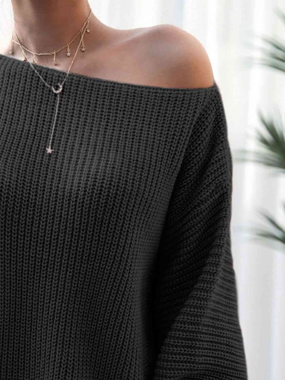 Rib-Knit Mini Sweater Dress - Ladyez