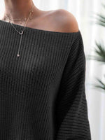 Rib-Knit Mini Sweater Dress - Ladyez