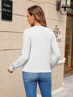 Pleated Notched Neck Flounce Sleeve Blouse - Ladyez