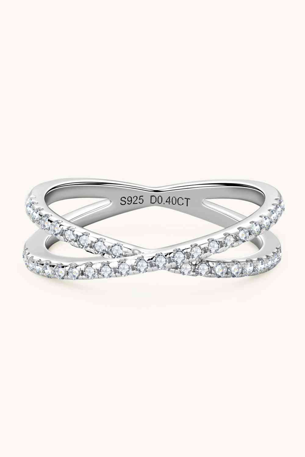 Moissanite 925 Sterling Silver Crisscross Ring - Ladyez