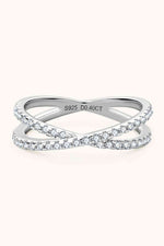 Moissanite 925 Sterling Silver Crisscross Ring - Ladyez