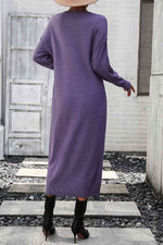 Notched Neck Dropped Shoulder Button-Down Midi Dress - Ladyez