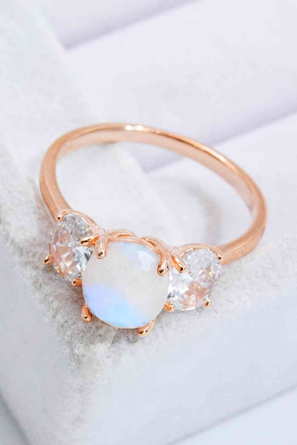 Natural Moonstone and Zircon Ring - Ladyez