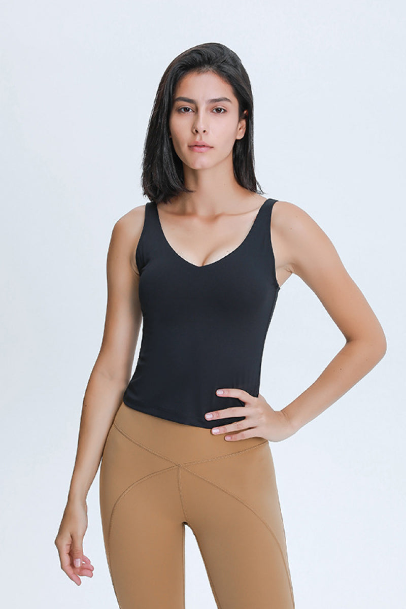 V Neck Active Tank - Ladyez