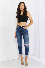 Vervet by Flying Monkey Full Size Distressed Cropped Jeans with Pockets - Ladyez
