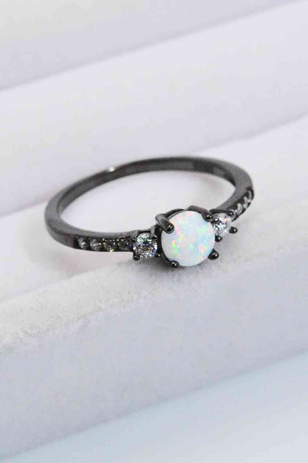 925 Sterling Silver Round Opal Ring - Ladyez