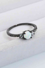 925 Sterling Silver Round Opal Ring - Ladyez