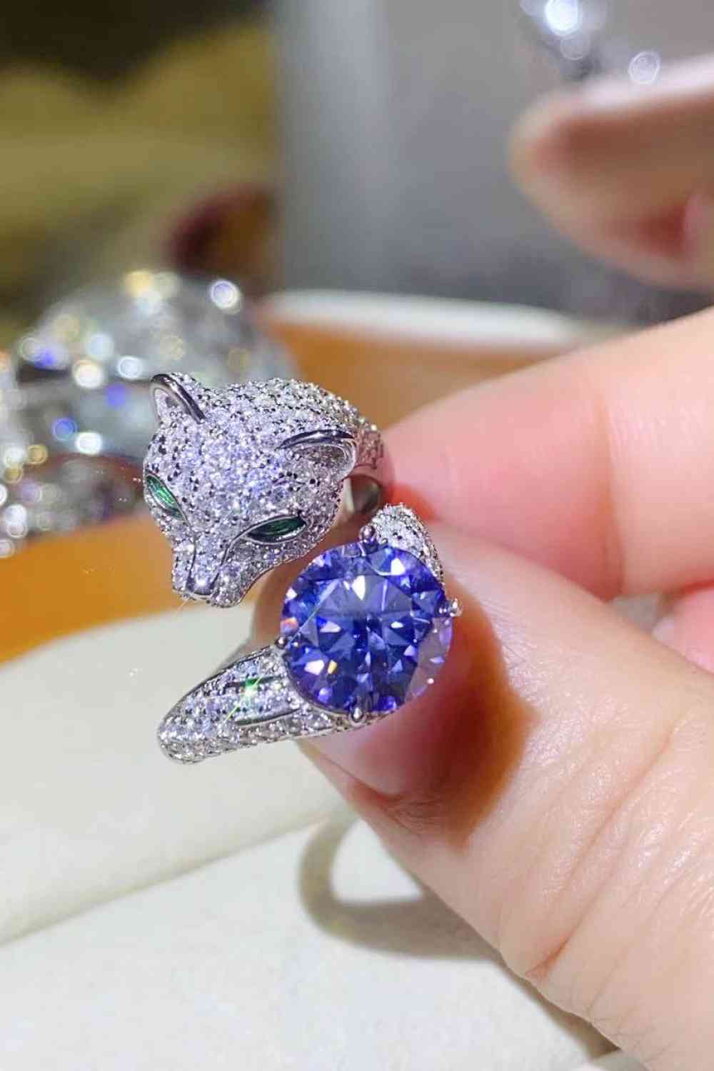 2 Carat Moissanite Adjustable Animal Bypass Ring - Ladyez
