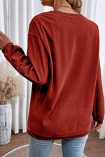 Ribbed Round Neck Drop Shoulder Sweatshirt - Ladyez