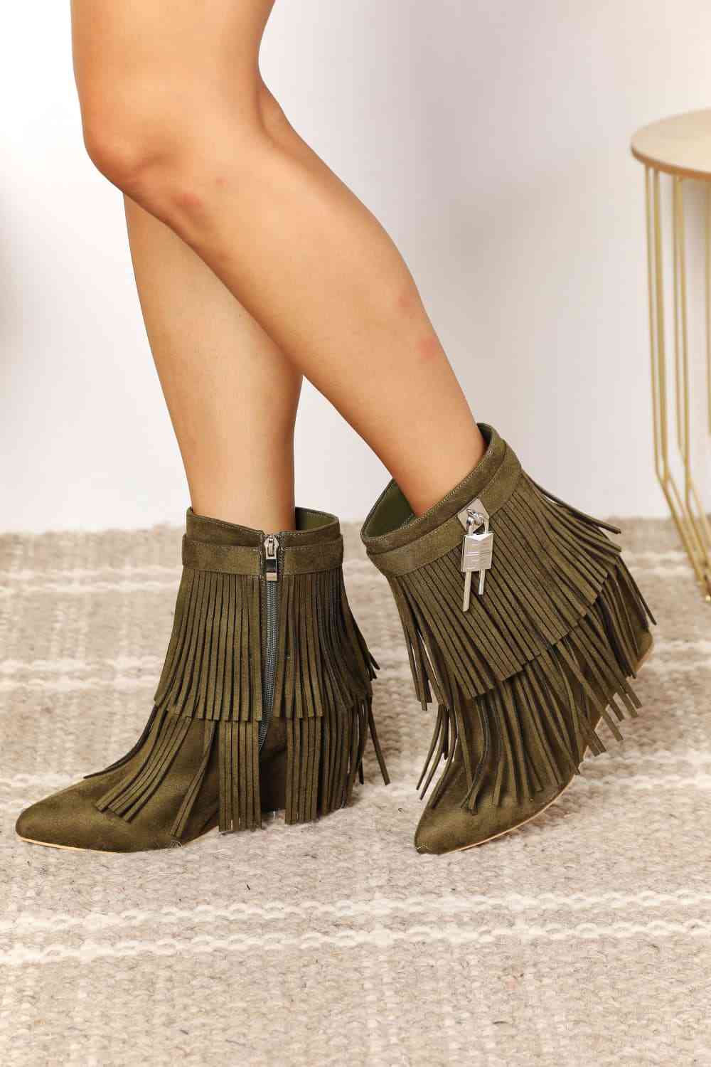 Legend Women's Tassel Wedge Heel Ankle Booties - Ladyez