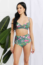 Marina West Swim Take A Dip Twist High-Rise Bikini in Sage - Ladyez
