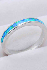 925 Sterling Silver Opal Ring in Sky Blue - Ladyez