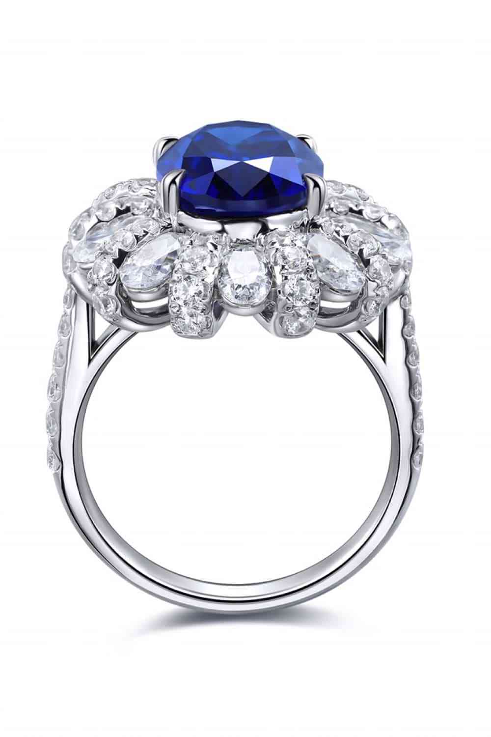 5 Carat Lab-Grown Sapphire Flower Shape Ring - Ladyez