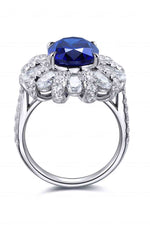 5 Carat Lab-Grown Sapphire Flower Shape Ring - Ladyez