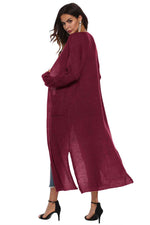 Long Sleeve Open Front Buttoned Cardigan - Ladyez