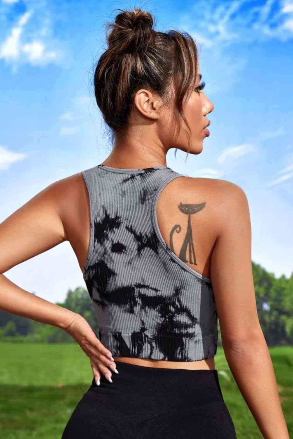 Tie-dye Cropped Round Neck Tank Top - Ladyez