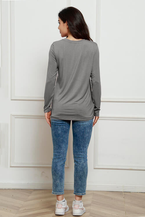 Basic Bae Full Size Round Neck Long Sleeve Top - Ladyez