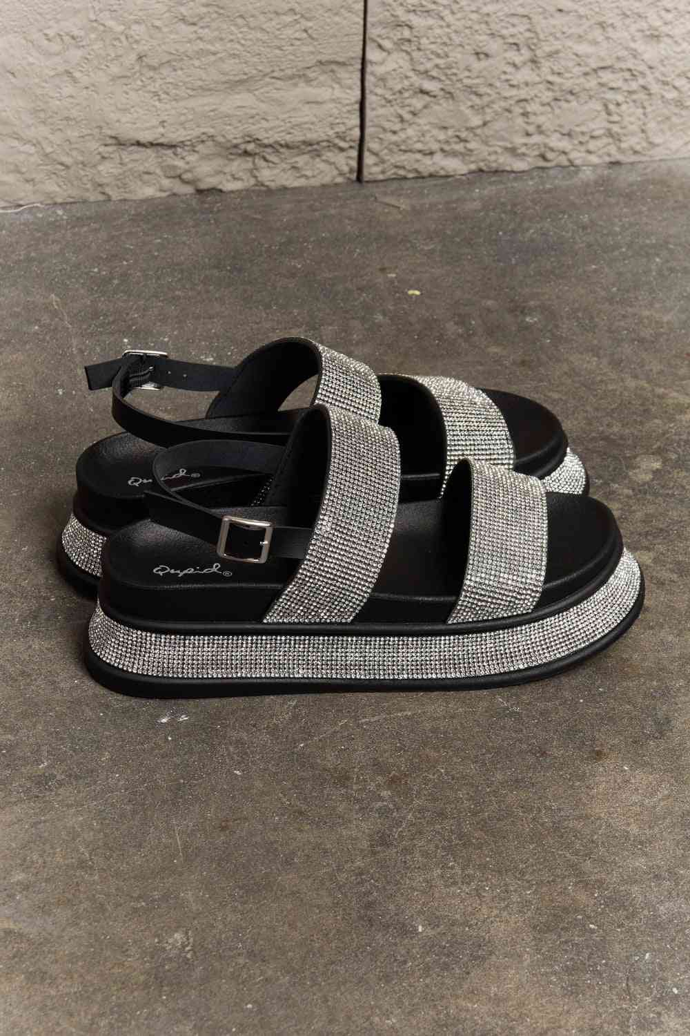 Qupid Shine On Platform Rhinestone Slingback Sandal - Ladyez