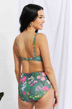 Marina West Swim Take A Dip Twist High-Rise Bikini in Sage - Ladyez