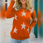 Star Pattern Round Neck Sweater - Ladyez