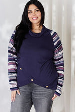 Celeste Full Size Buttoned Striped Long Sleeve Top - Ladyez