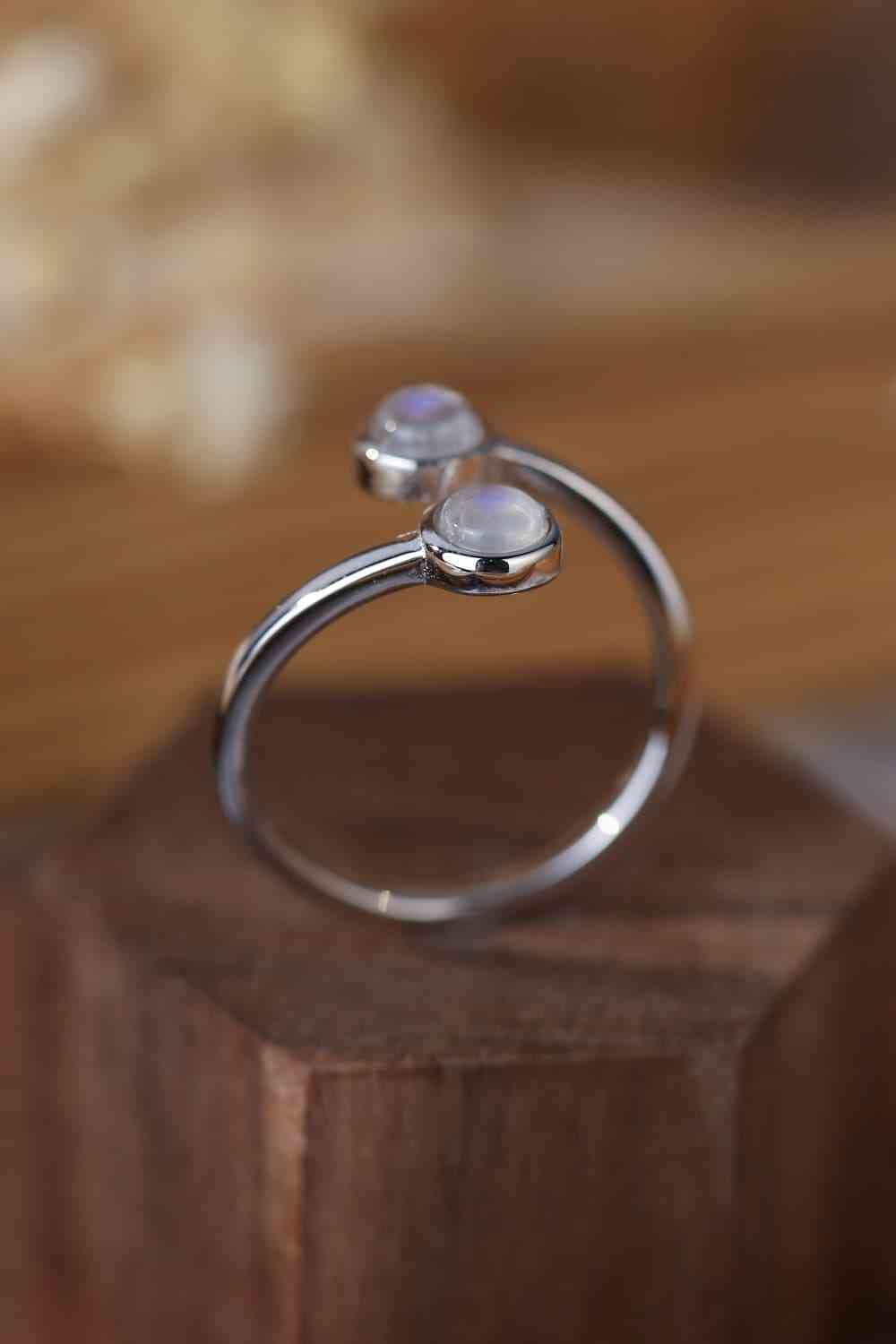 High Quality Natural Moonstone 925 Sterling Silver Toi Et Moi Ring - Ladyez