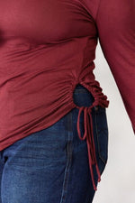 Culture Code Full Size Drawstring Round Neck Long Sleeve Top - Ladyez