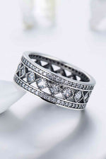 925 Sterling Silver Cutout Cubic Zirconia Ring - Ladyez