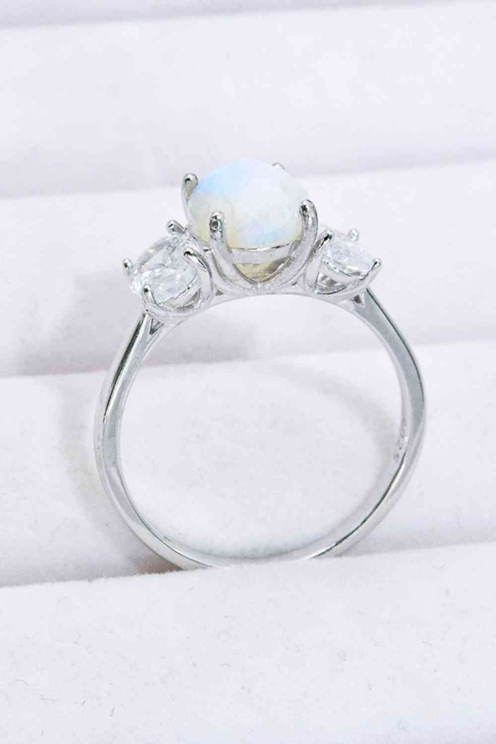 Natural Moonstone and Zircon Ring - Ladyez