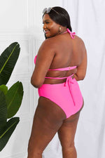 Marina West Swim Summer Splash Halter Bikini Set in Pink - Ladyez