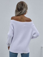 Double Take Off-Shoulder Rib-Knit Sweater - Ladyez