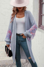 Fringe Sleeve Dropped Shoulder Cardigan - Ladyez
