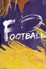 FOOTBALL Graphic Notched Neck Long Sleeve T-Shirt - Ladyez