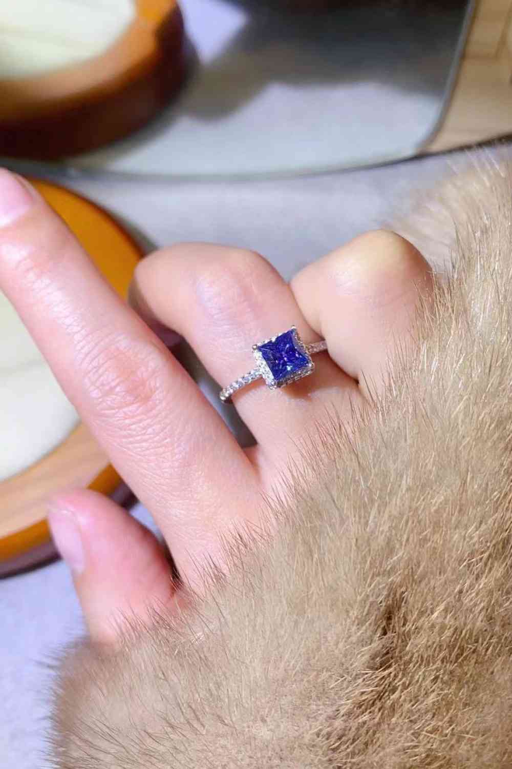 1 Carat Moissanite 925 Sterling Silver Square Ring - Ladyez