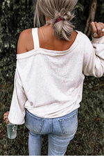 THANKSGIVING Asymmetrical Neck Long Sleeve Top - Ladyez