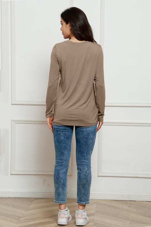 Basic Bae Full Size Round Neck Long Sleeve Top - Ladyez