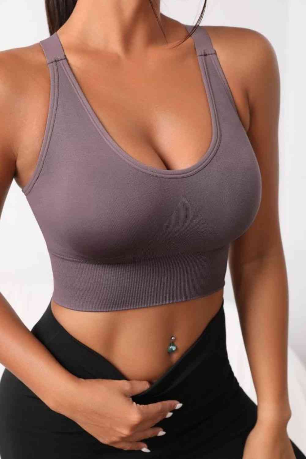 Scoop Neck Long Active Bra - Ladyez