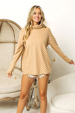 BiBi Checkered Round Neck Thumbhole Long Sleeve Top - Ladyez