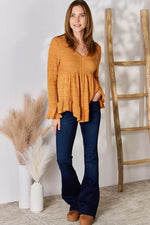 Hailey & Co Full Size V-Neck Flounce Sleeve Blouse - Ladyez