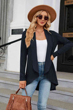 Open Front Long Sleeve Cardigan - Ladyez