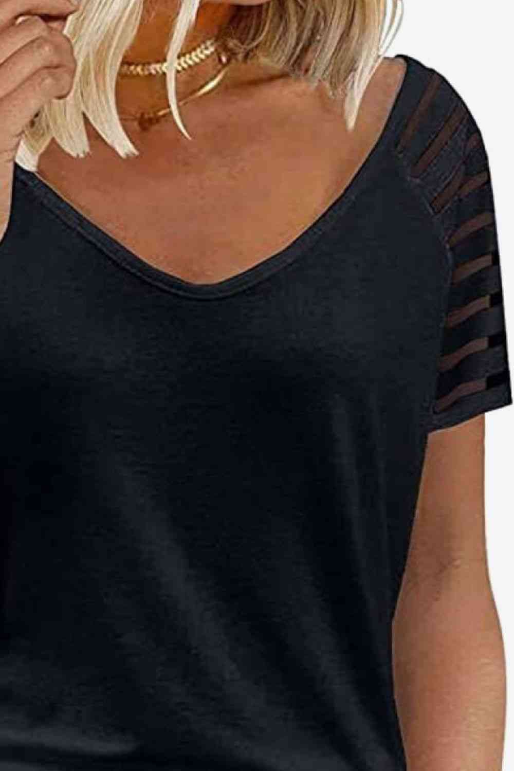 V-Neck Raglan Sleeve Tee - Ladyez