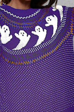 Ghost Pattern Round Neck Long Sleeve Sweater - Ladyez