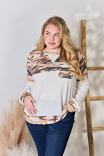 Hailey & Co Full Size Printed Round Neck Blouse - Ladyez