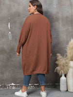 Plus Size Long Sleeve Pocketed Cardigan - Ladyez