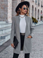 Open Front Long Sleeve Blazer - Ladyez
