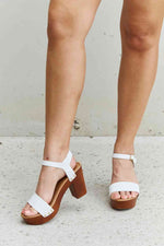 DDK Time After Time Wooden Platform Strap Heels - Ladyez