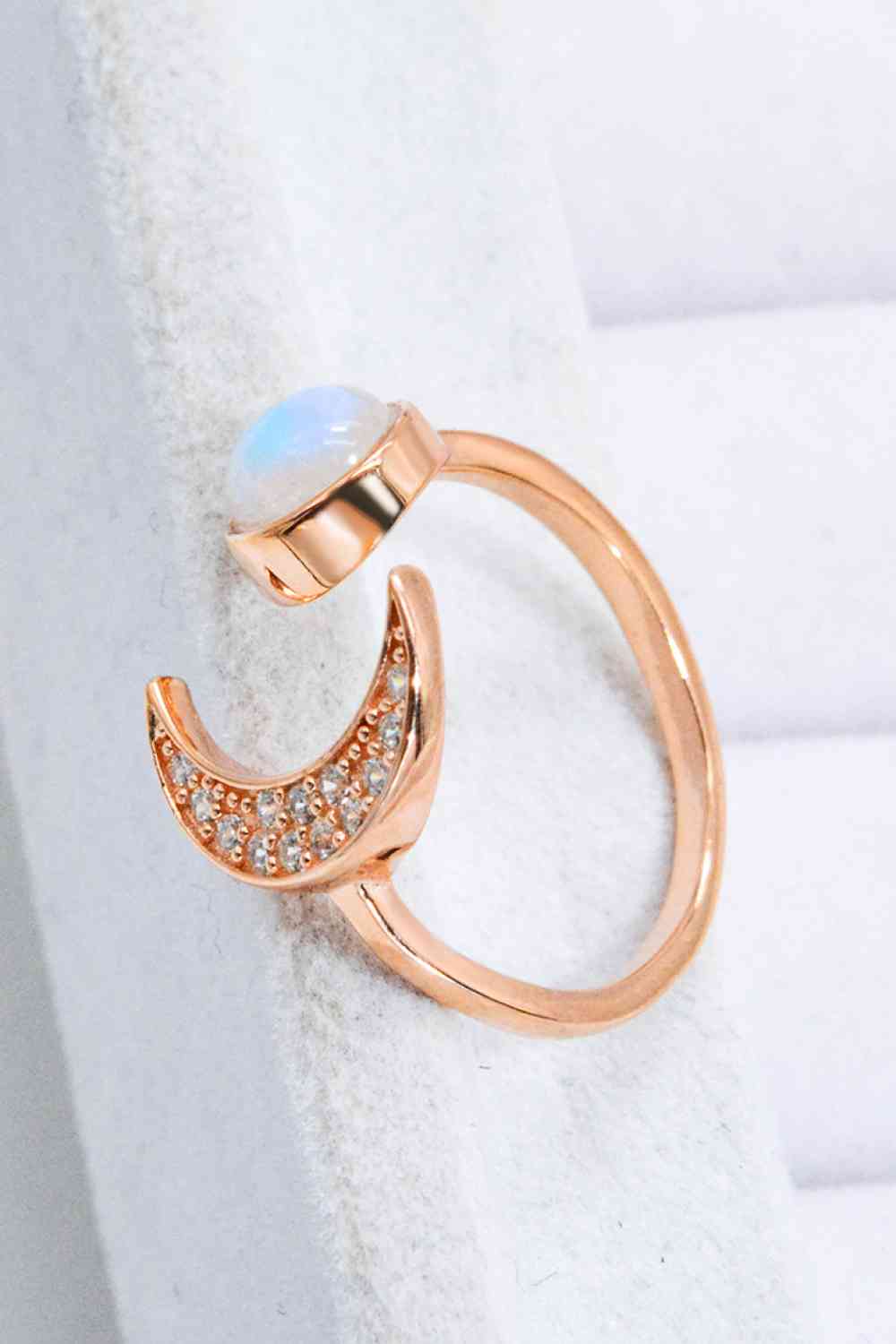 Natural Moonstone and Zircon Sun & Moon Open Ring - Ladyez