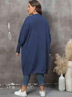 Plus Size Long Sleeve Pocketed Cardigan - Ladyez